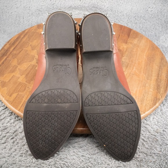 Sam Edelman Whiskey Tan Highland Croc Studded Ankle Booties Size 8 - Picture 6 of 6